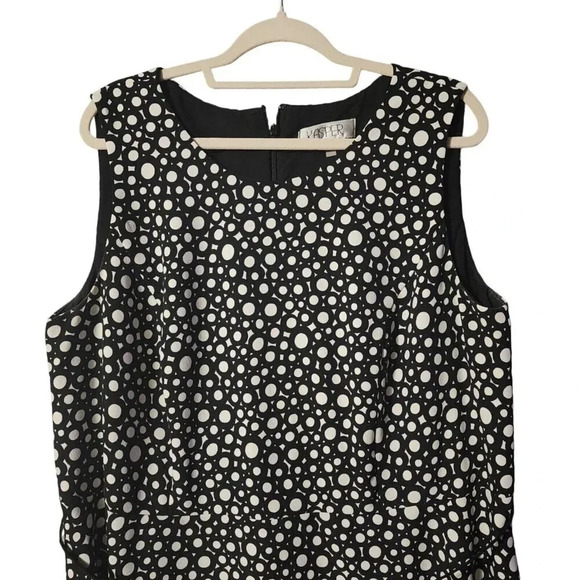 Kasper A-Line Midi Dress Black & White Sleeveless Dotted Back Zip Size 18W - Picture 7 of 10